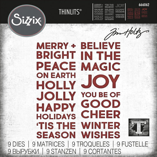 Thinlits Dies by Tim Holtz 9/Pkg-Bold Text Christmas