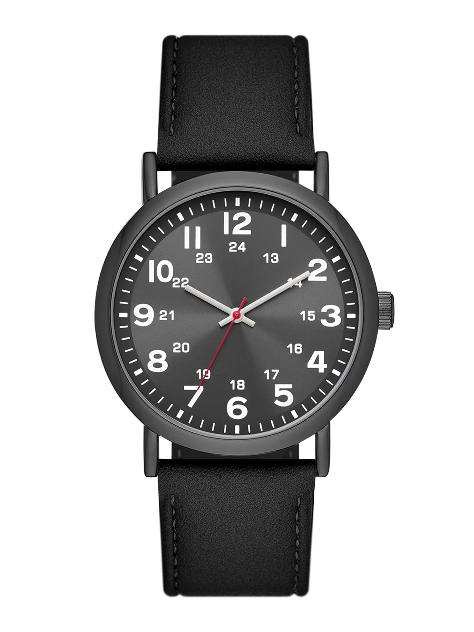 Men'S Watch: Gunmetal Tone Case, Black Easy Read Dial, Black Vegan Leather Band (FMDOGE046)