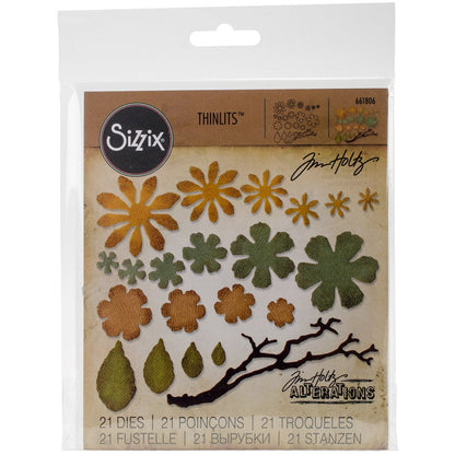 Thinlits Dies by Tim Holtz 21/Pkg-Small Tattered Florals