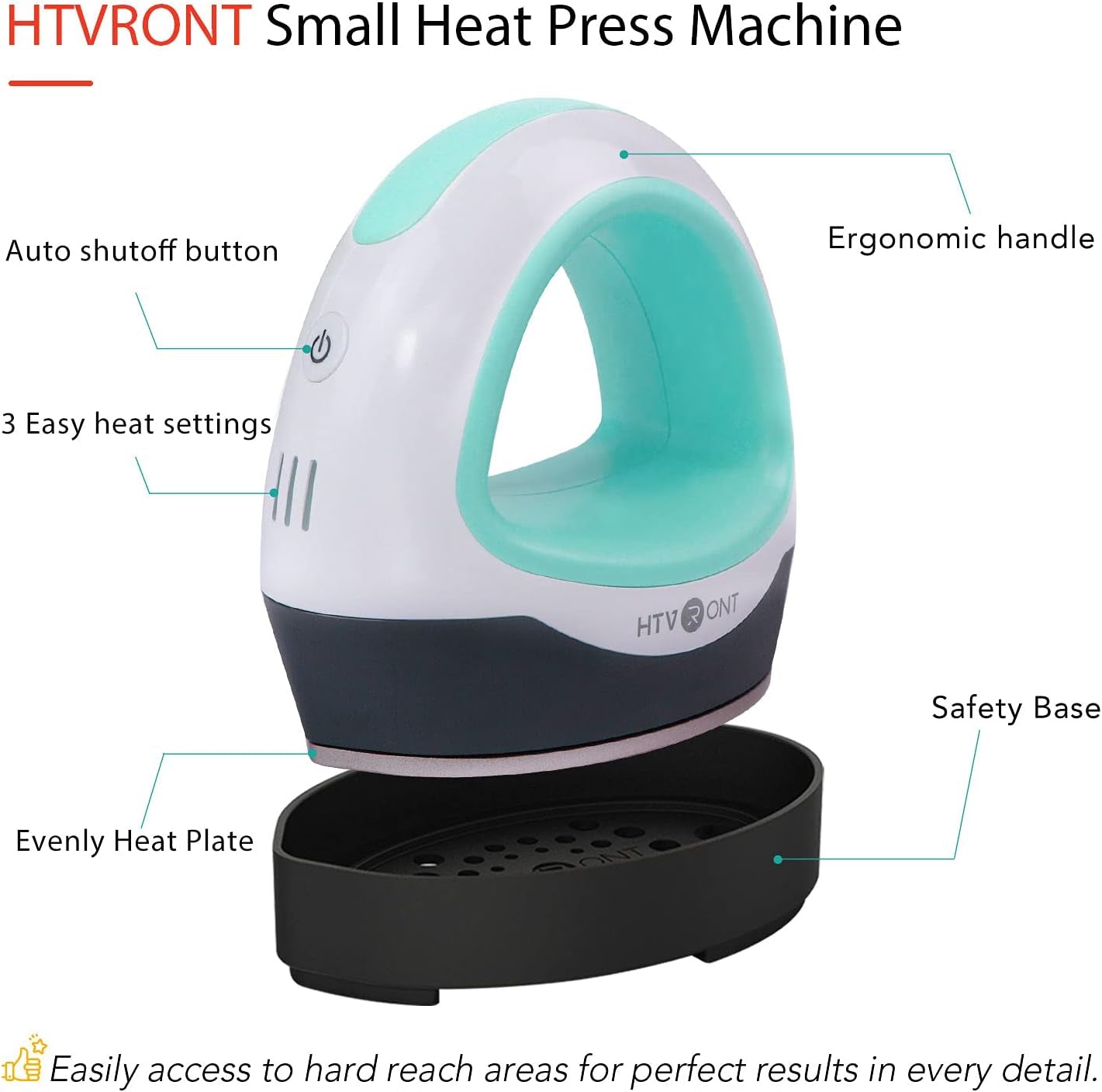 Heat Press Small Heat Press Machine for T Shirts, Small Heat Press Iron Press for Heating Transfer(Mint Green)