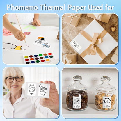 Phomemo White Self-Adhesive Thermal Paper, Glossy Printable Sticker Paper Label for Phomemo M02/M02 Pro/M02S/P2S/M03/M04S Mini Sticker Printer, 50Mm X 3.5M, Diameter 28Mm, 3-Rolls, Image Time 2 Years