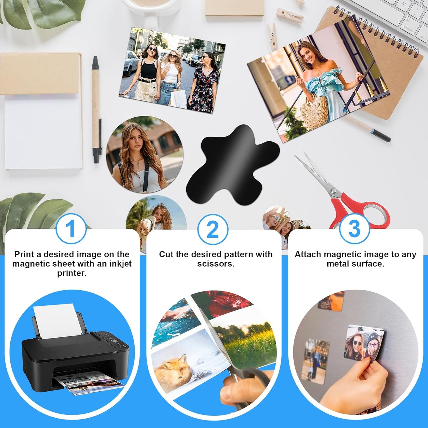 28 Pcs Printable Magnetic Sheets 8.5X11 Inches Matte Magnet Paper Sheet Non Adhesive Magnetic Paper for Inkjet Printers, Flexible Magnet Photos for DIY Crafts