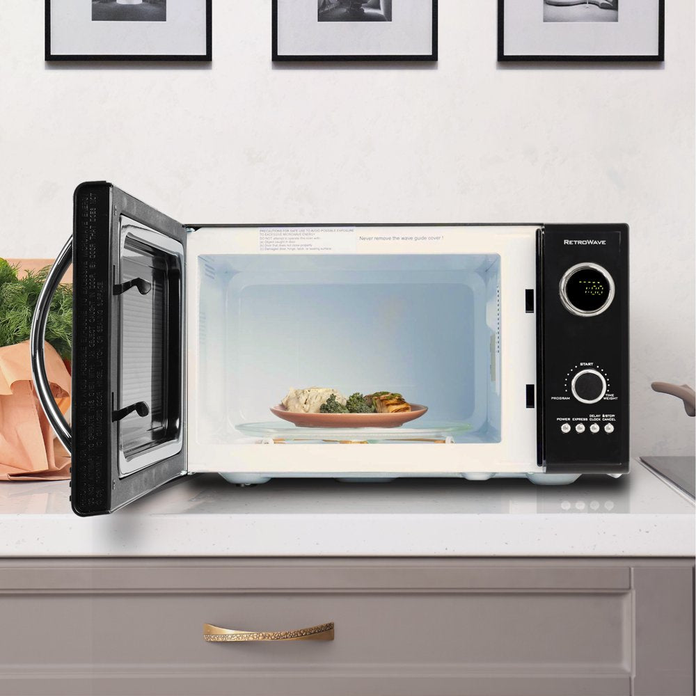 0.9 Cu. Ft. 800-Watt Retro Microwave Oven, Black