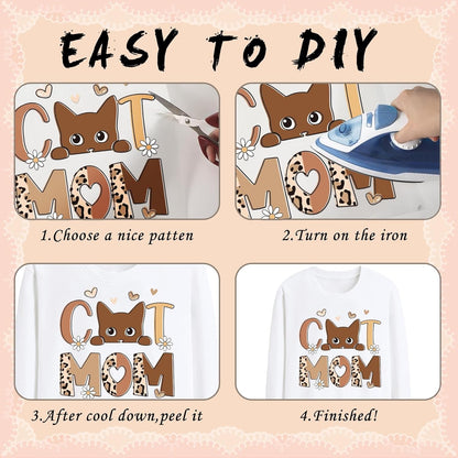 Dazoratix Mother'S Day Transfer Stickers - 20 Sheets Mama Iron on Transfers Ready to Press Heat Patches Vinyl DTF Decals for T Shirts Clothes DIY Crafts Women Clothing Bag Appliques Pillow Decorations
