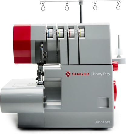 SINGER HD0450S Heavy Duty Serger | Overlock Machine with 2-3-4 Thread Capability, 1300 Stitches/Minute, 60% Larger Cutting Knife, Differential Feed, Full Metal Frame & Free Arm