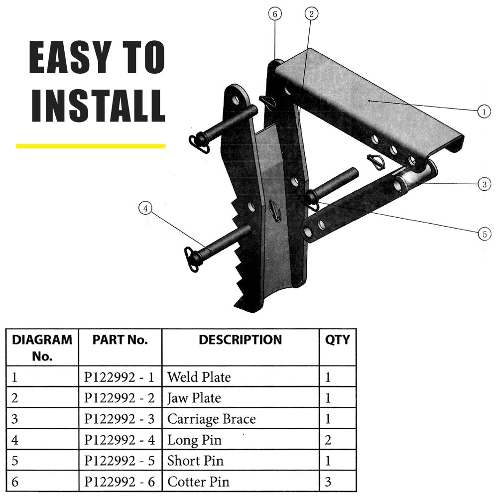 36 Inch Backhoe Excavator Thumb Attachments Adjustable Extreme Weld on Backhoe Thumb Hoe Clamp 5/8 Inch Teeth Thick Steel Plate 16MM Assembly Bolt-On Design