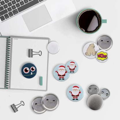 200 Sets 2.25 Inch Button Maker Supplies, 58Mm Button Supplies Parts Badge Part, Buttons Making Supplies, Includes Metal Pin Back Cover, Metal Shells, Blank Paper&Clear Film