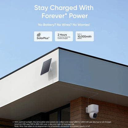 Solocam E30 Wi-Fi 2K 360° Security Camera Comes with Adjustable Solar Panel, No Monthly Fees