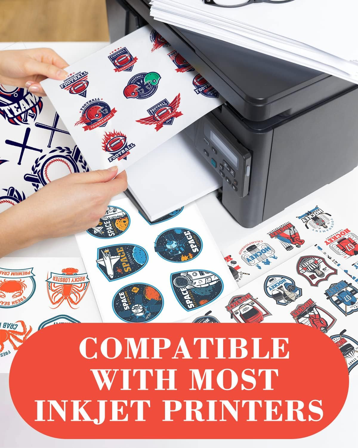 Lzerking Printable Vinyl Sticker Paper for Inkjet Printer - 25 Sheets Glossy White Self-Adhesive Waterproof Decal Sticker Paper - 8.5X11 Inches Dries Quickly Vivid Colors DIY Crafts