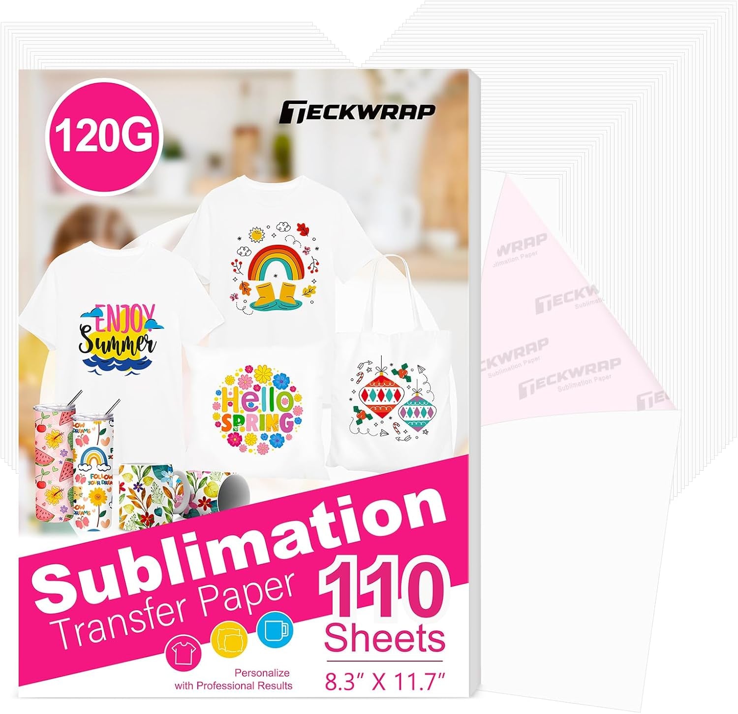 Sublimation Paper 8.3 X 11 Inches - 110 Sheets Sublimation Paper Compatible with Inkjet Printers & Sublimation Inks, High Transfer Efficiency for T-Shirts, Mugs, Crafts