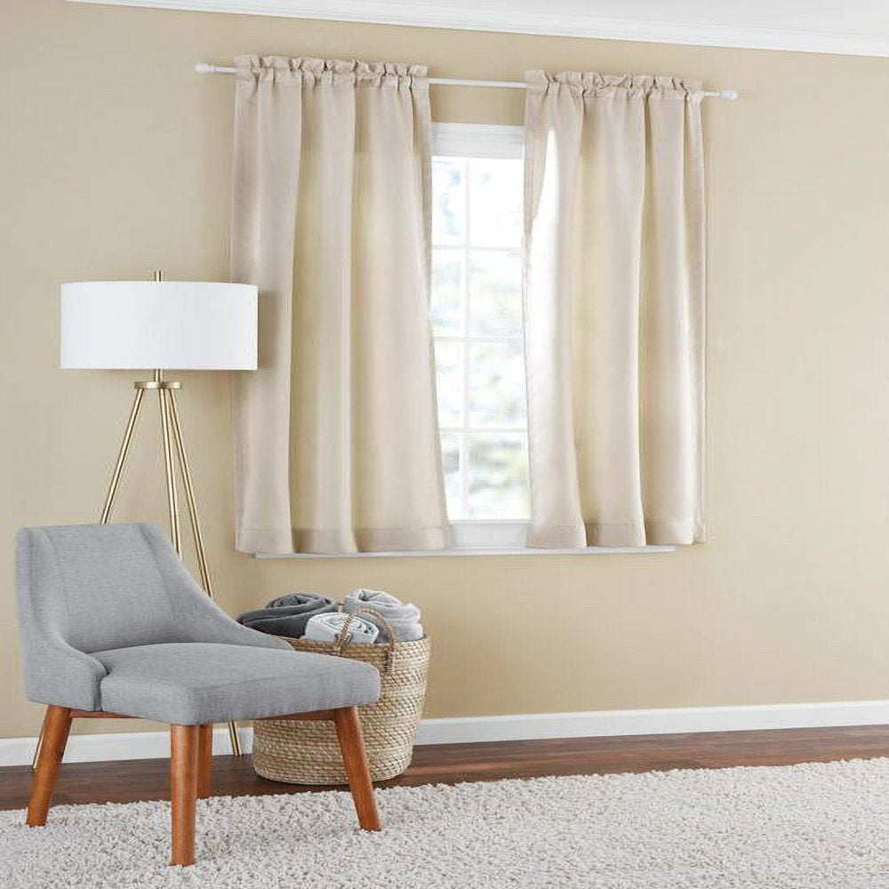 Solid Color Room Darkening Rod Pocket Curtain Panel Pair, Set of 2, Beige, 30 X 63