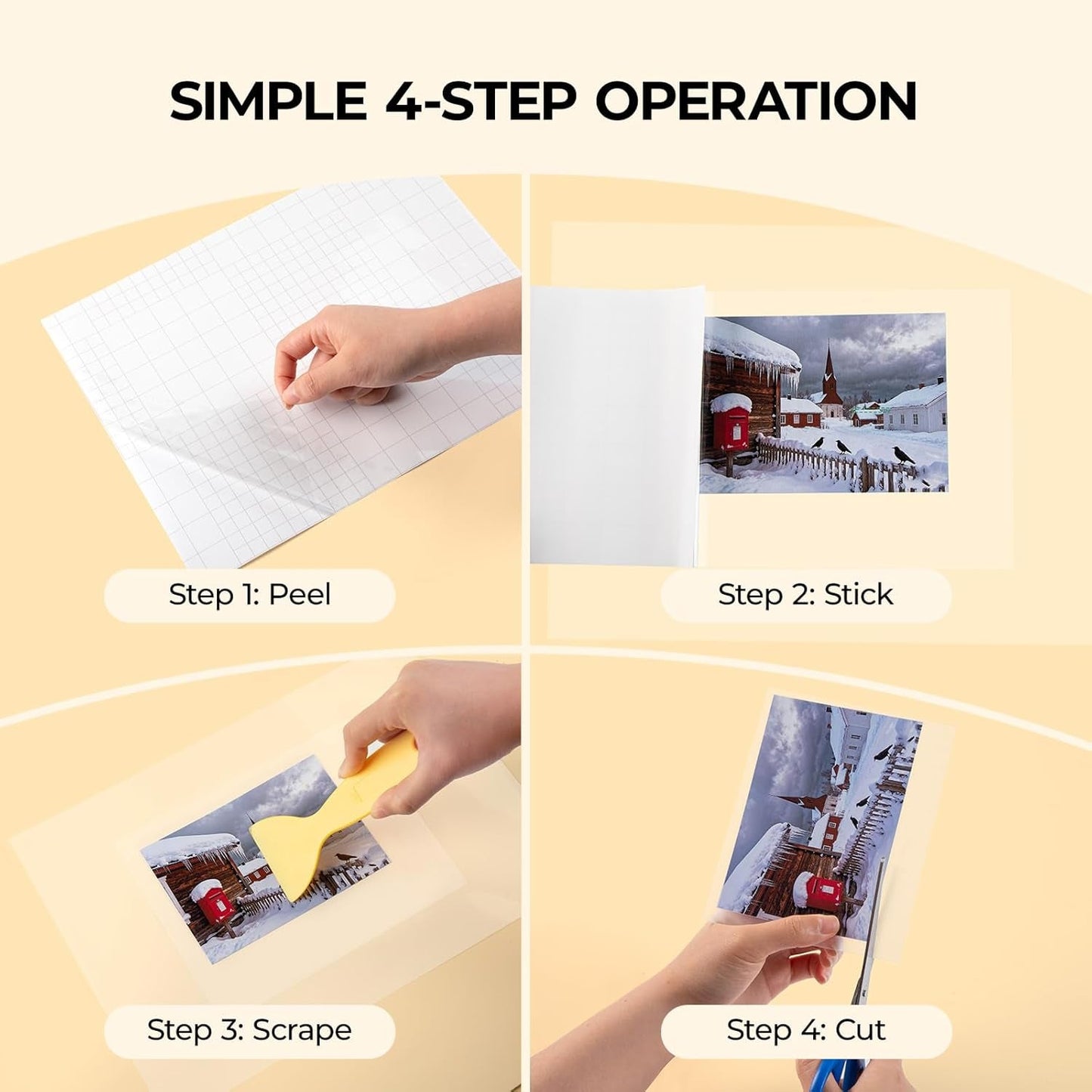 HTVRONT Self-Adhesive Laminating Sheets - 100 Pack, 5Mil, 9 X 12 Inches Self Laminating Sheets, No Machine Needed Clear Laminate Sheets for Protecting and Preserving Documents, Photos, Menus, Stickers