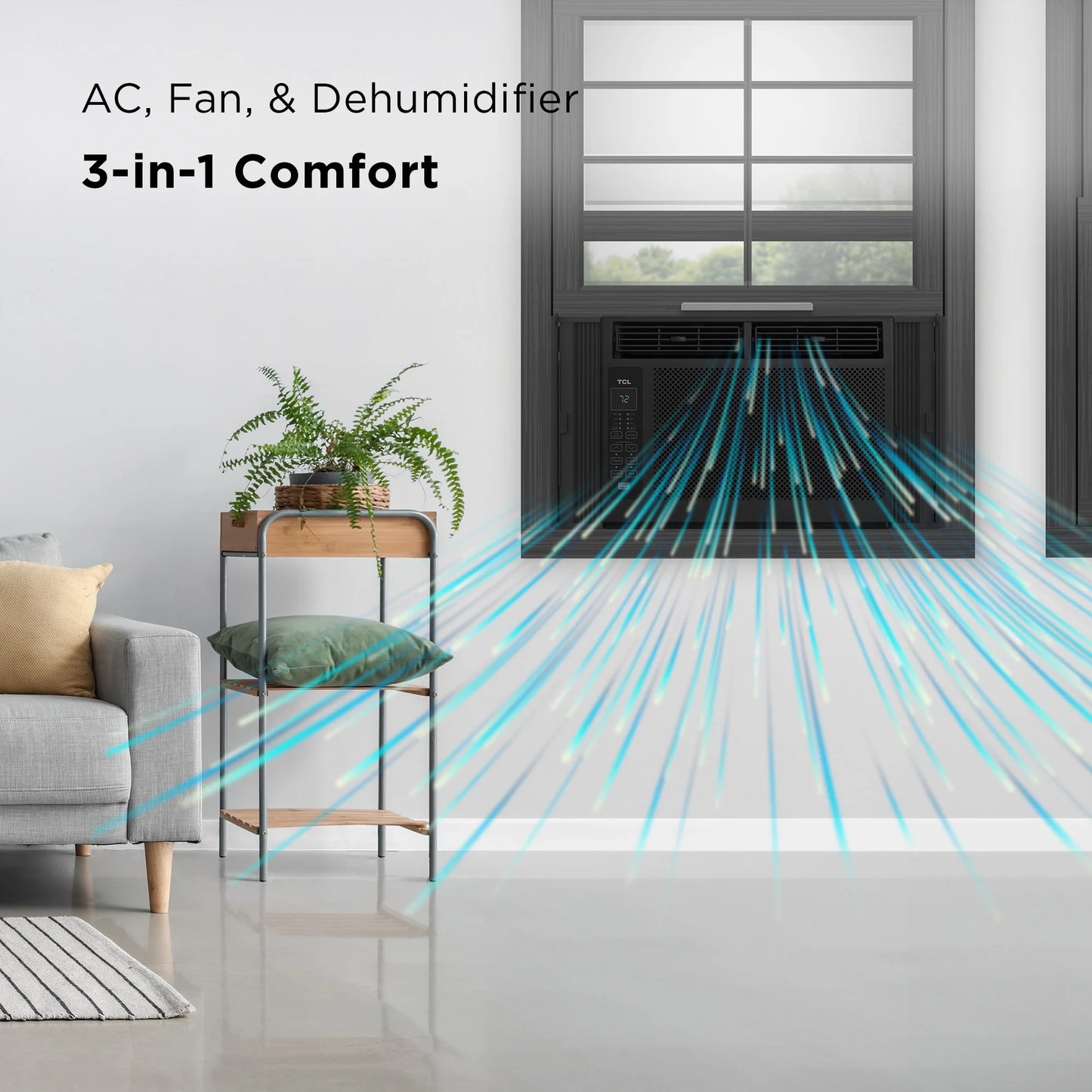 6,000 BTU Window Air Conditioner, 250 Sq. Ft., LED Display, Included Remote, Black, W6W32-B