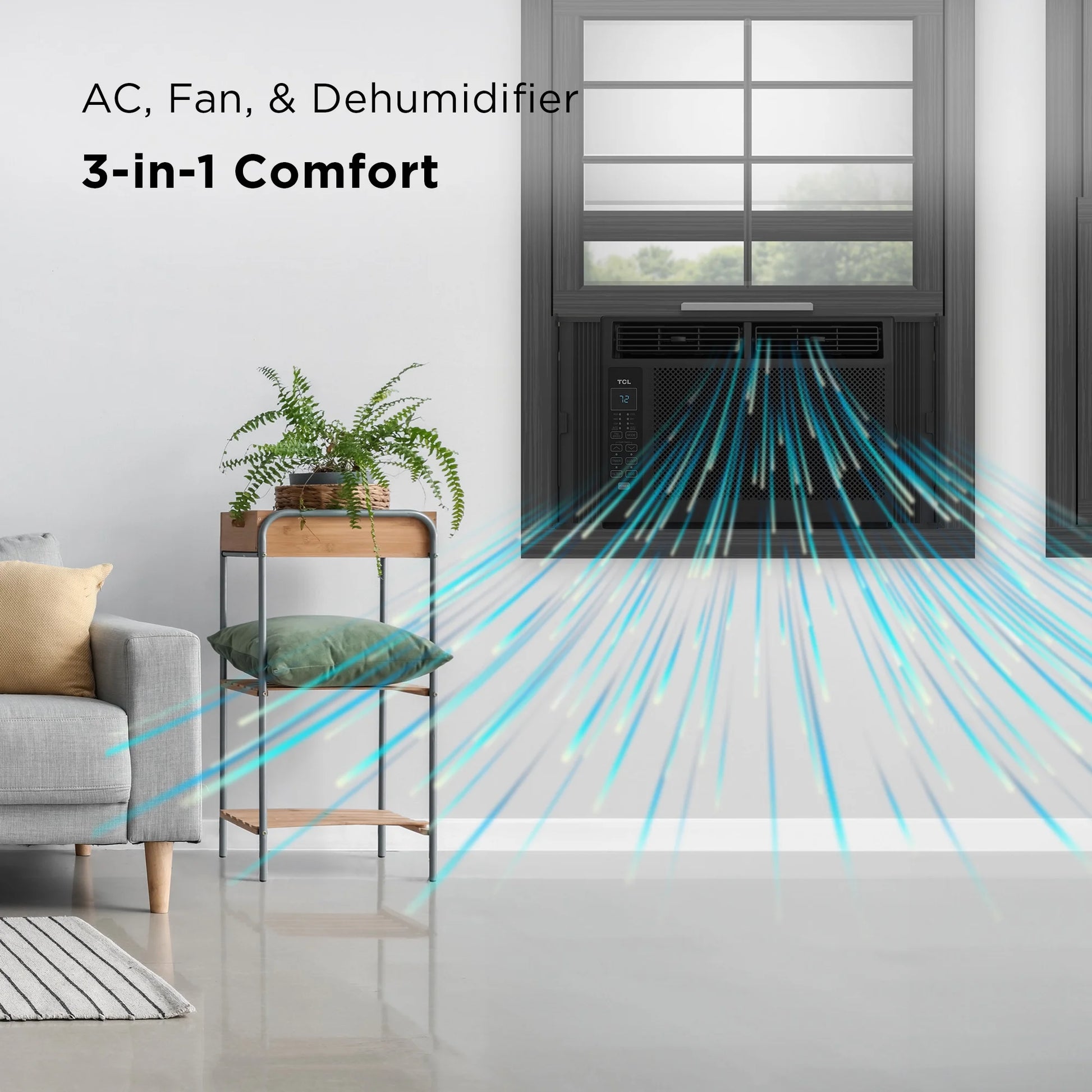 6,000 BTU Window Air Conditioner, 250 Sq. Ft., LED Display, Included Remote, Black, W6W32-B