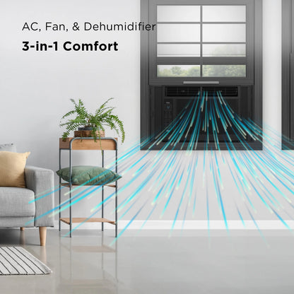 6,000 BTU Window Air Conditioner, 250 Sq. Ft., LED Display, Included Remote, Black, W6W32-B