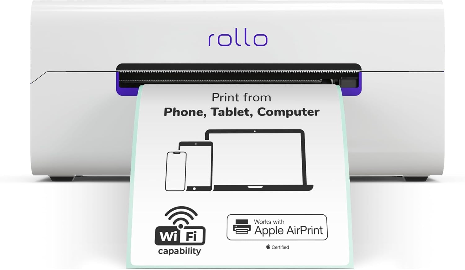 Rollo Wireless Shipping Label Printer - Wi-Fi Thermal Label Printer 4X6 for Shipping Packages - Airprint from Iphone, Ipad, Mac - Supports Windows, Chromebook, Android, Linux
