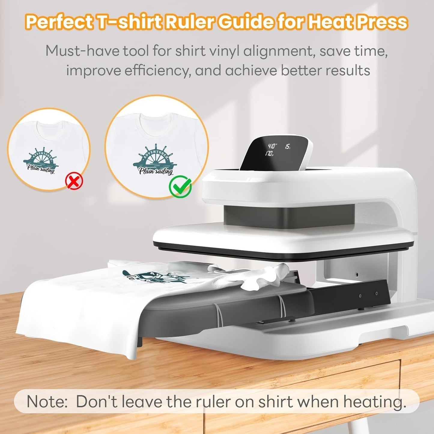 Tshirt Ruler Guide for Vinyl Alignment - Transparent PVC Tshirt Measurement Tool for Heat Press in HTV Vinyl, All-In-One T Shirt Ruler to Center Design and Craft Sewing