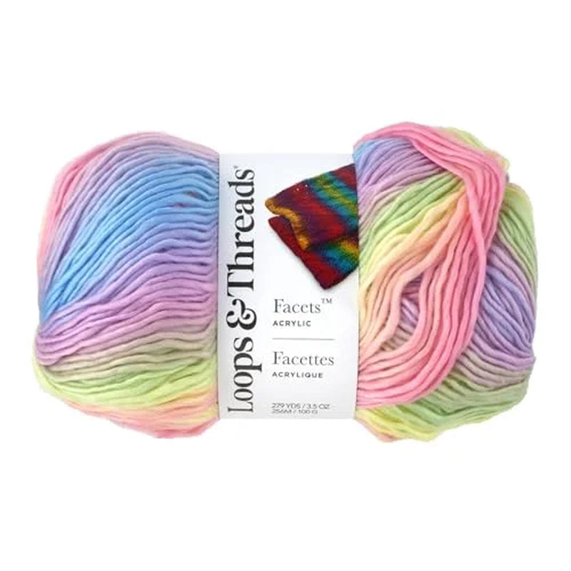 Facets Yarn by Loops & Threads - Yarn for Knitting - Crochet - Weaving - and Arts & Crafts - Multi - Acrylic - 3.5 Oz