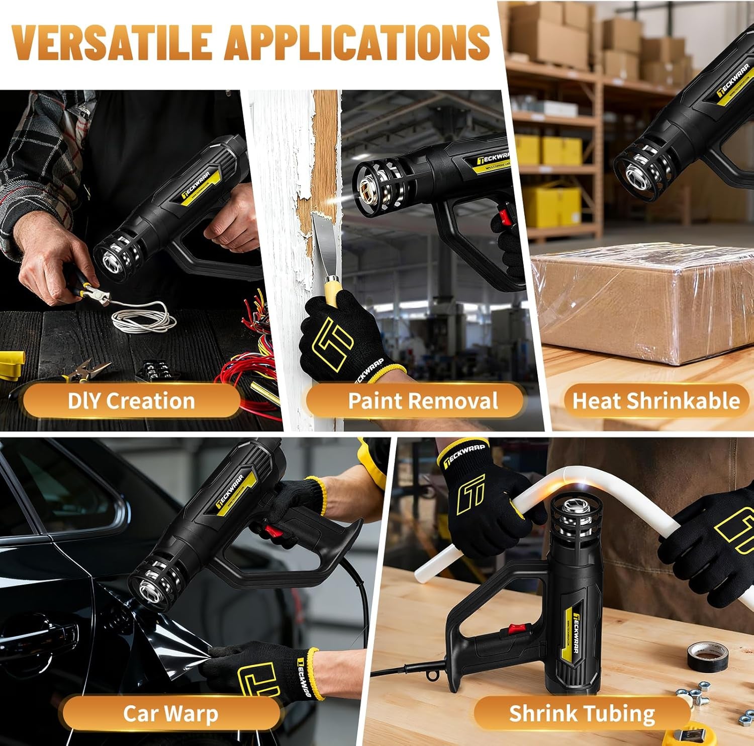 Heat Gun 2000W with LCD Display, Adjustable Hot Air Gun for Vinyl Wrap, Shrink Wrap, Paint Removal & DIY Crafts (122–1202°F)