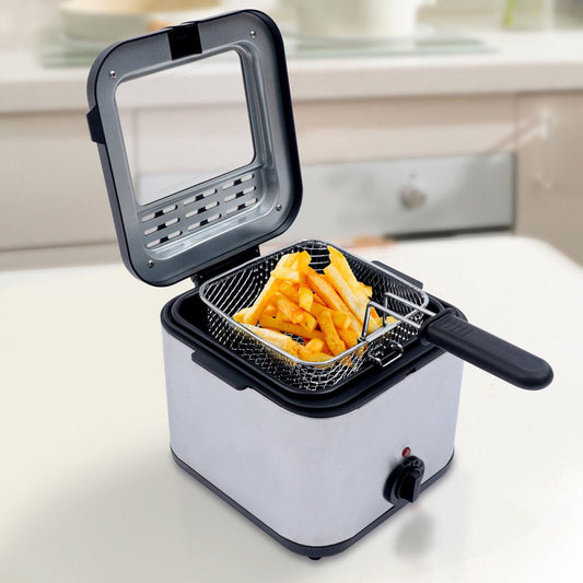 1KW Stainless-Steel 2.5L Basket Electric Deep Fryer Adjustable Temperature 110V