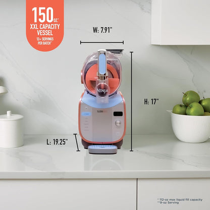 Ninja Slushi Max XXL Smart Frozen Drink Maker | Top Performance & Smart Technology, Party-Size 150Oz Capacity, No Ice Needed, 6 Programs, Ideal Temp & Texture up to 12 Hours | Peach FS605