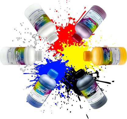 Lancelot DTF Ink 250Ml X6 Set, CMYK+2W for DTF Printers | Premium DTF Ink with Vivid Colors, Anti-Clog Formula, Smooth Printing, and Compatibility with ET-8550, XP-15000 & More