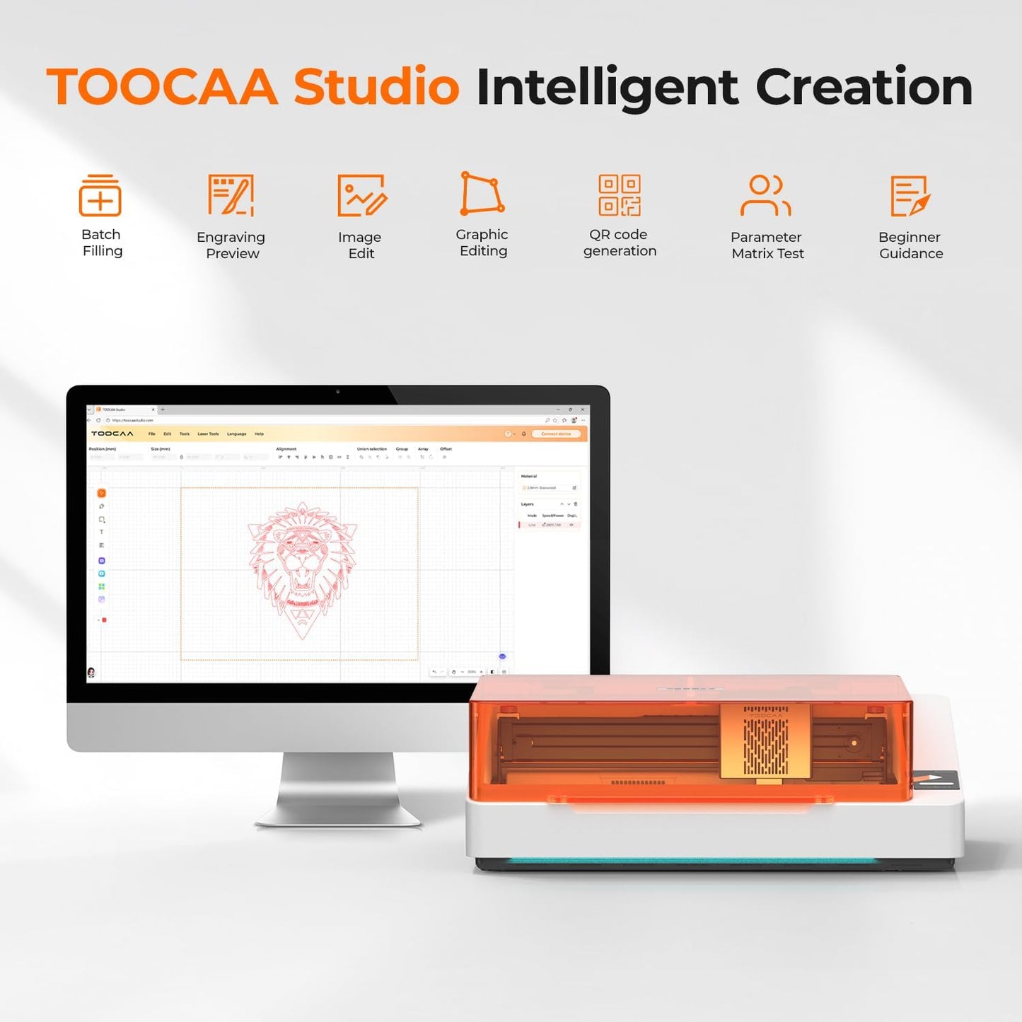 TOOCAA NOVA 20W Smart AI Laser Engraver & Cutter, Fully Enclosed Class 1 Safety, 5MP AI Positioning Camera & Auto Focus, Air Assist Included, Dual-Channel Exhaust for Cleaner Cuts & Less Smoke