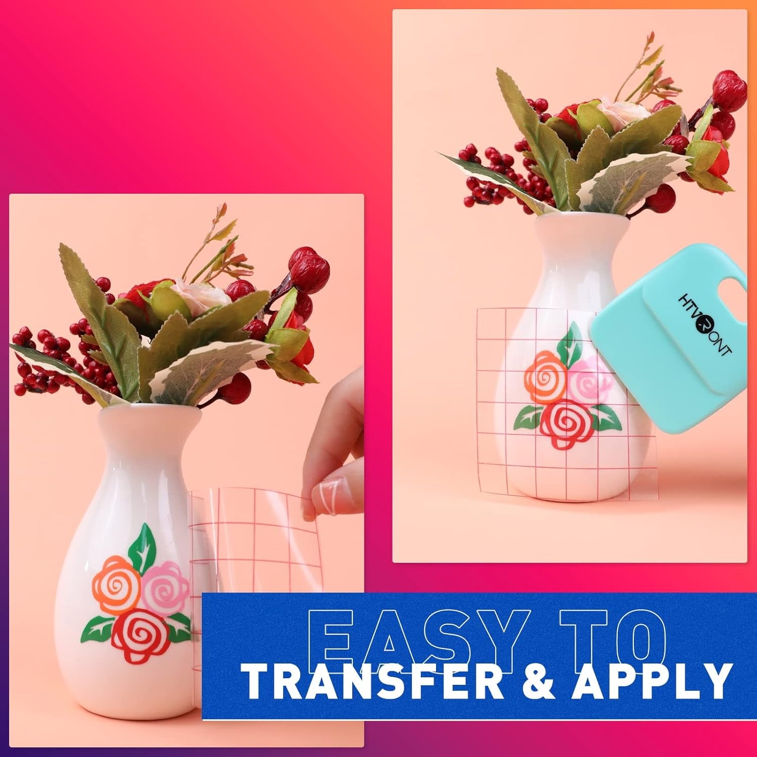 Glossy Green & Glossy Red Permanent Vinyl - 12" X 11FT Adhesive Permanent Vinyl Roll Compatible with Cricut Cutting Machine