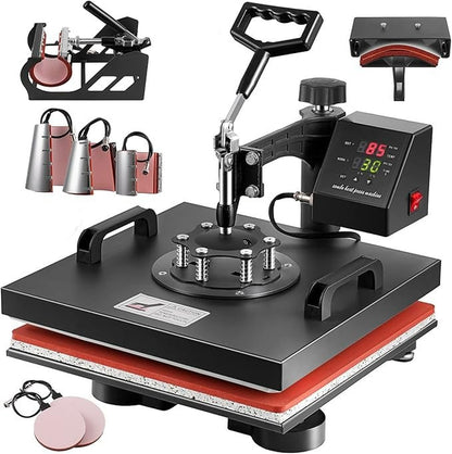 8 in 1 Combo T-Shirt Heat Press 15"X15" Transfer Machine Sublimation Swing Away