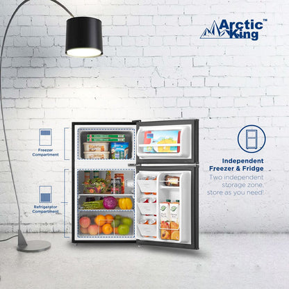 3.2 Cu Ft Two Door Mini Fridge with Freezer, Black, E-Star, ARM32D5ABB