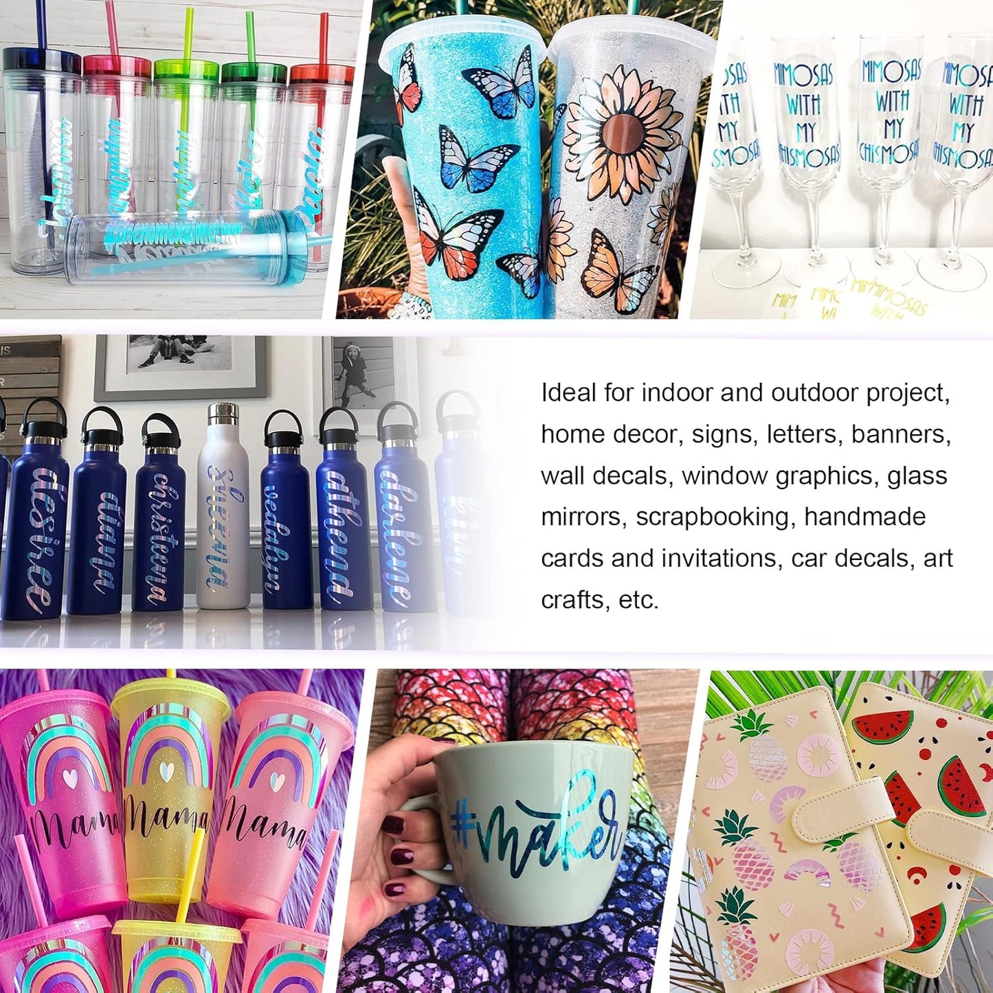 Holographic Opal Craft Vinyl 12" X 12" 7 Sheets/Pack for Craft Cutters,Sign Plotters