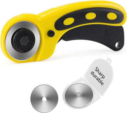 WORKLION Ergonomic Rotary Cutter Set: Safety Lock, 2 Replacement Blades for Sewing, Quilting, Scrapbooking & Arts & Crafts