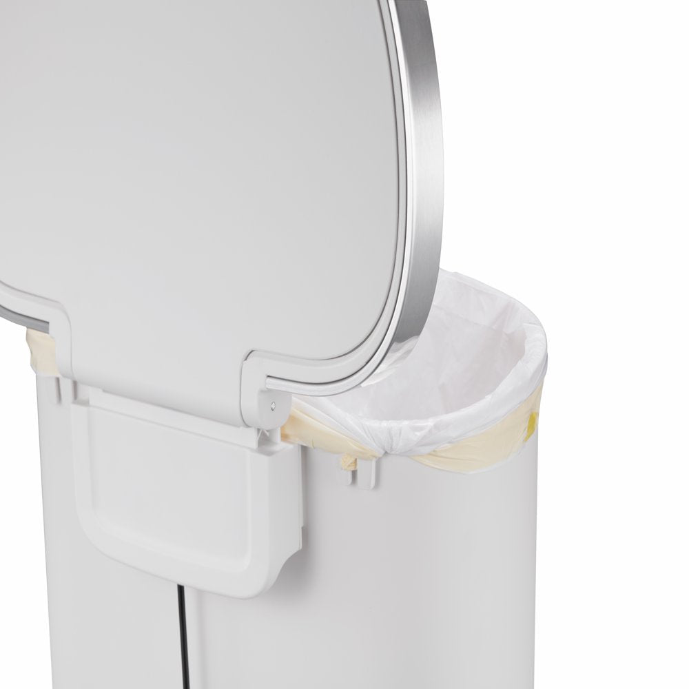 14.5 Gallon Trash Can, Plastic Step Kitchen Trash Can, White