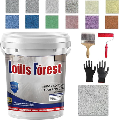 Epoxy Coloured Sand Floor Paint Coating Kit, Self Leveling Epoxy Floor Paint, High Gloss Marble Effect Coating for Garage, Outdoor, Waterproof, Non-Slip (2Kg, Medium Gray)