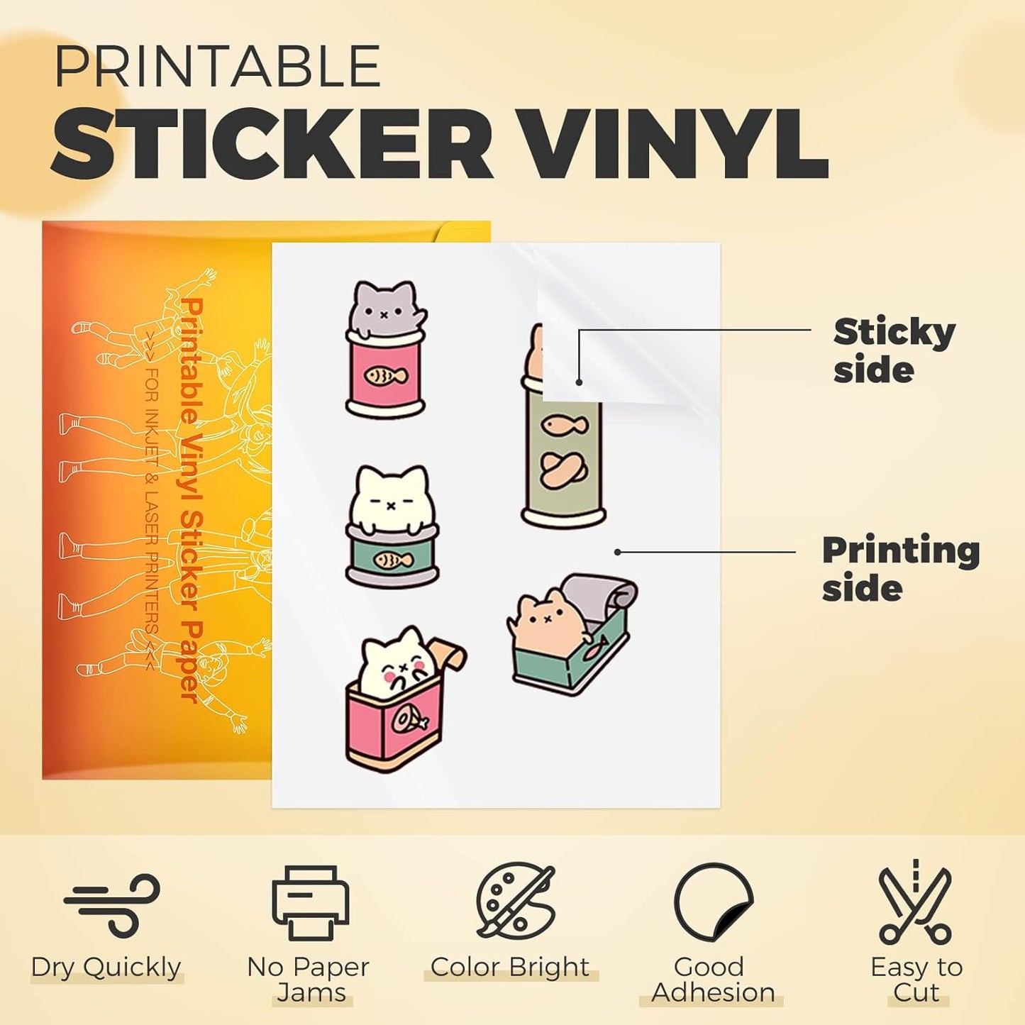 Textured Metallic Permanent Vinyl 12" X 6FT & 100 Sheets Printable Vinyl Sticker Paper