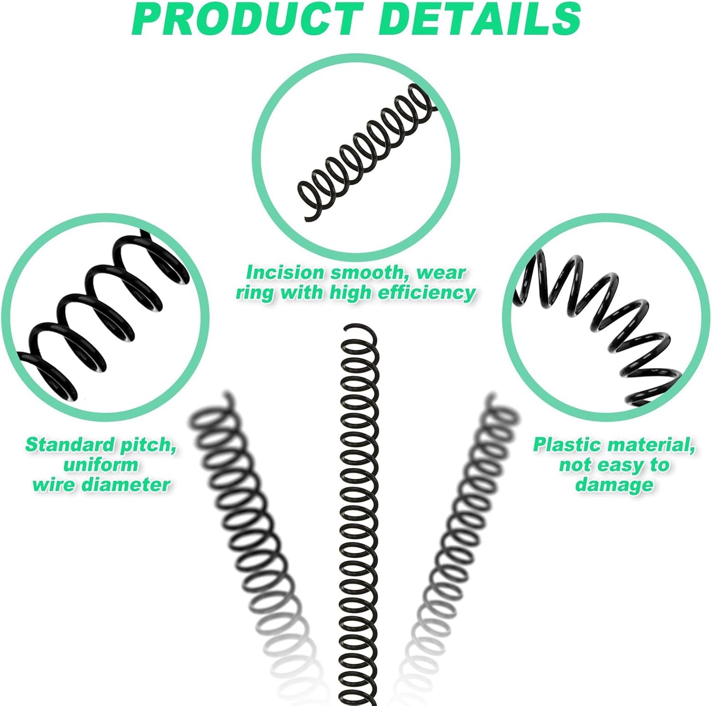 Leinuosen 120 Pack Plastic Spiral Binding Coils Kit Spirals Multi Size Coils for Binding Binder Combs Spines(5/16 Inch,Black)