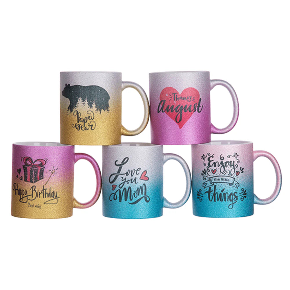 HPN Sublicraft 11 Oz. Glitter Gradient Sublimation Ceramic Mug - 12 per Case