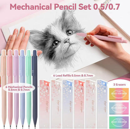 61 PCS Aesthetic School Supplies with Cute Pencil Case, Pastel No Bleed Highlighters, Gel & Erasable Pens, Mechanical Pencils, Refills, Complete Essentials Stationery Kit for Students (Pink)