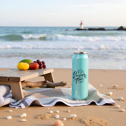 Colorsub 17 Oz Sublimation Glitter Tumblers Cans, Stainless Steel Sublimation Blanks Tumblers, Double Wall Insulated Cups Set with Lid, Straw, Gift Box, 6 Pack Teal