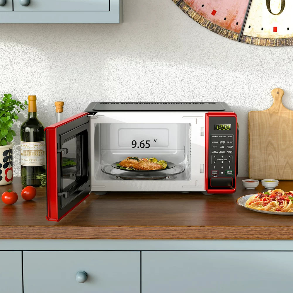 0.7 Cu. Ft. Countertop Microwave Oven, 700 Watts, Red, New