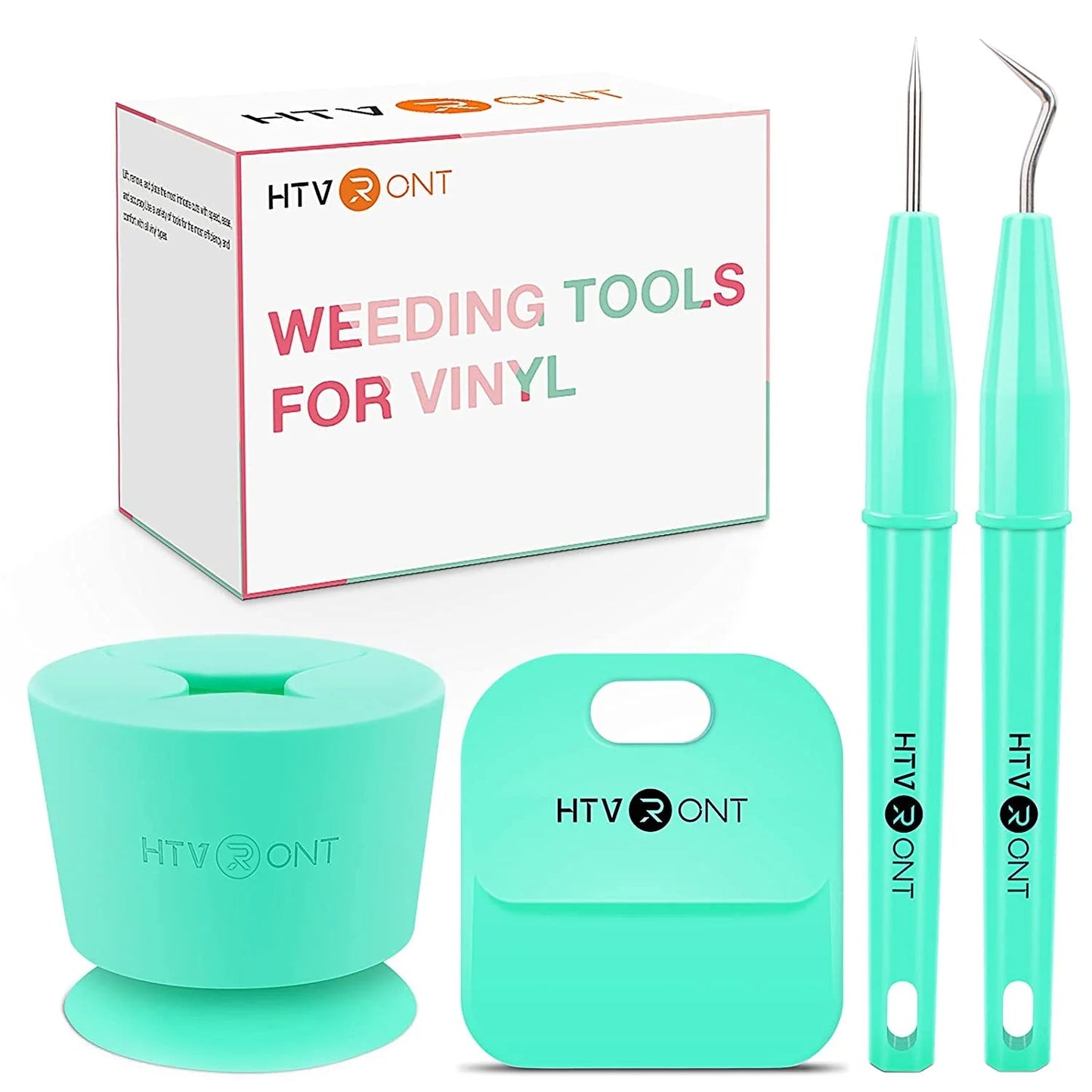 HTVRONT 4Pcs Vinyl Weeding Tools Set for Vinyl, with Hook Weeder,Piecing Tool Vinyl,Weeding Scrap Collector,Scraper