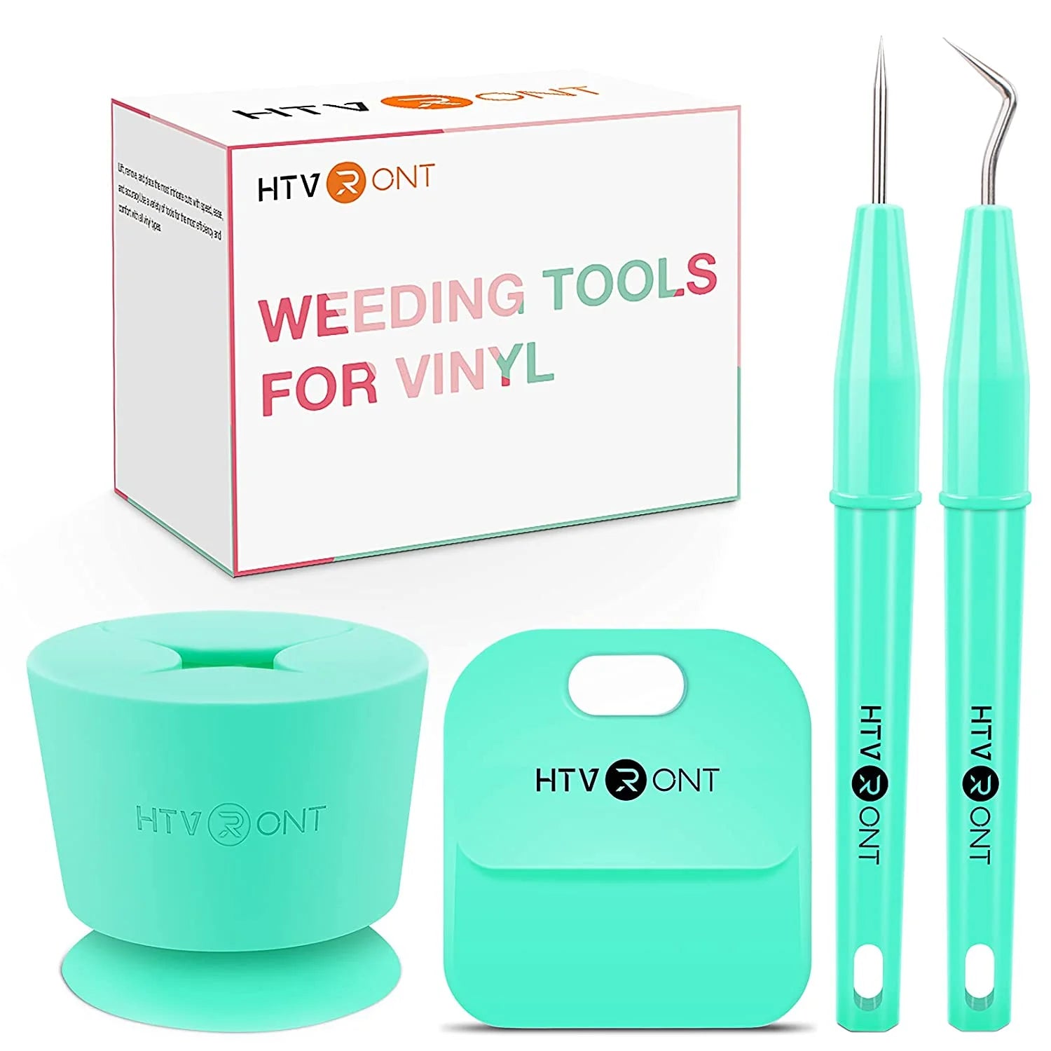 HTVRONT 4Pcs Vinyl Weeding Tools Set for Vinyl, with Hook Weeder,Piecing Tool Vinyl,Weeding Scrap Collector,Scraper