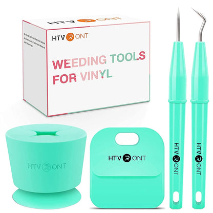 HTVRONT 4Pcs Vinyl Weeding Tools Set for Vinyl, with Hook Weeder,Piecing Tool Vinyl,Weeding Scrap Collector,Scraper