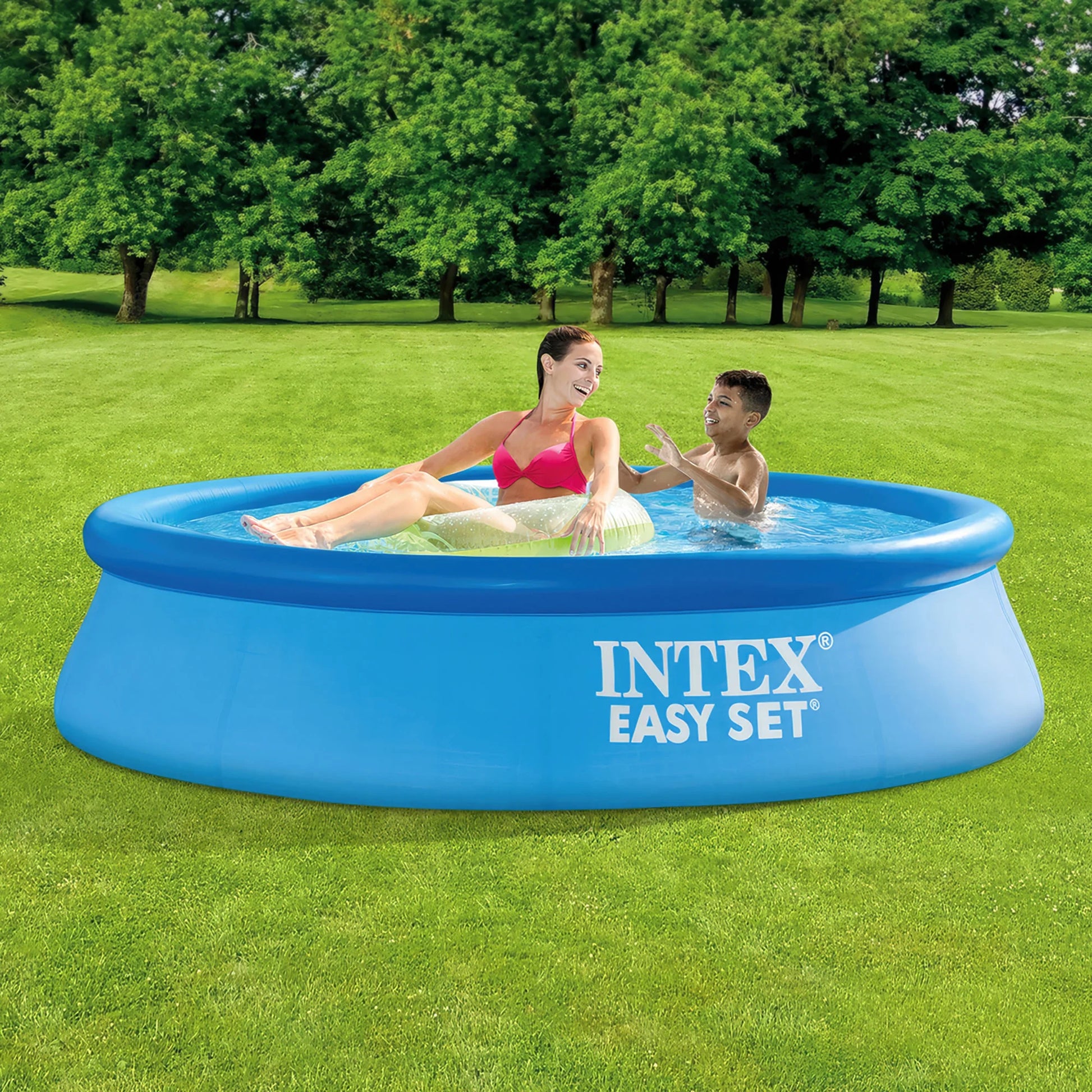 : : Easy Set Pool - 8' X 24" - Inflatable above Ground Swimming Pool, Puncture-Resistant Material, 513 Gal Cap, Kids-Family Water Play, 28106EH