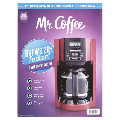 12-Cup Programmable Coffeemaker, Rapid Brew, Red