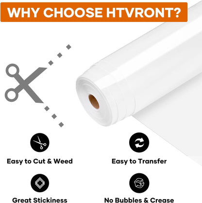 HTV Vinyl Rolls White Iron on Vinyl - 12" X 100Ft HTV for Shirts, White Heat Transfer Vinyl for All Cutting Machines - Easy to Cut & Weed for DIY Heat Transfer Design