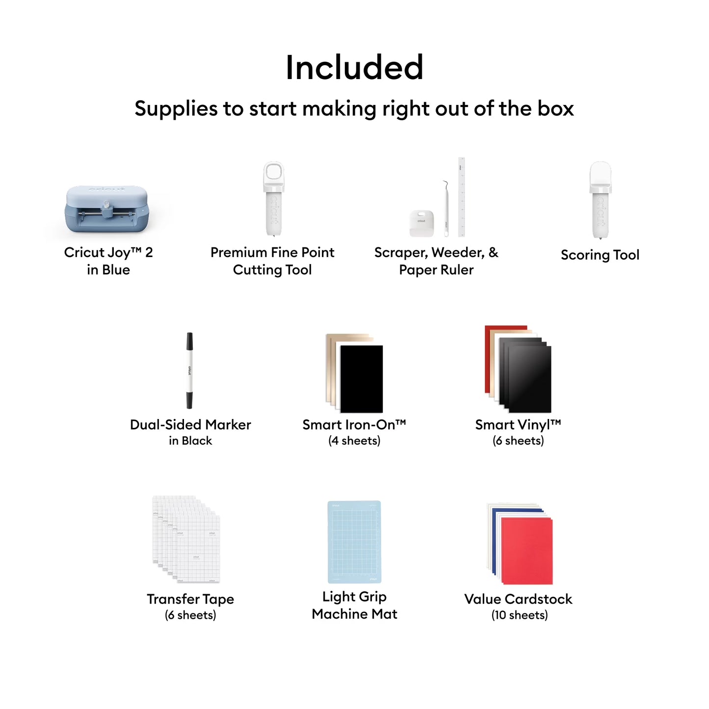 Cricut Joy 2 Smart Die-Cutting Machine Starter Bundle, Blue