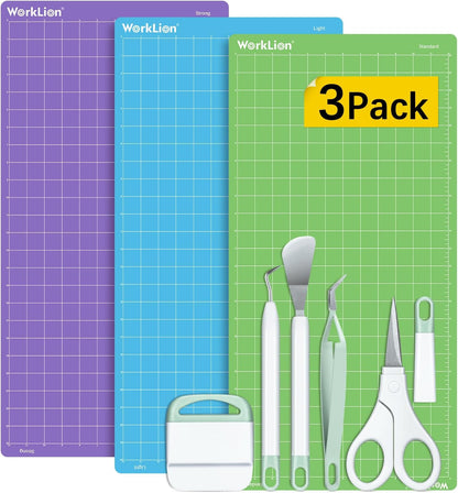 WORKLION 12 X 24 Cutting Mats for Cricut and Vinyl Weeding Tool Kits