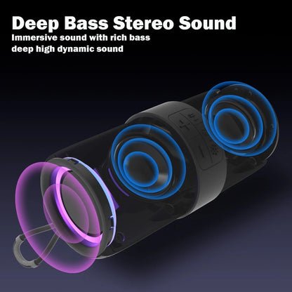 Portable Bluetooth Speaker with Deep Bass Basser, Wireless Stereo Sound Bluetooth Speaker with 5.3,IP67 Waterproof,Tws Pairing for Home Party Outdoor（Black）