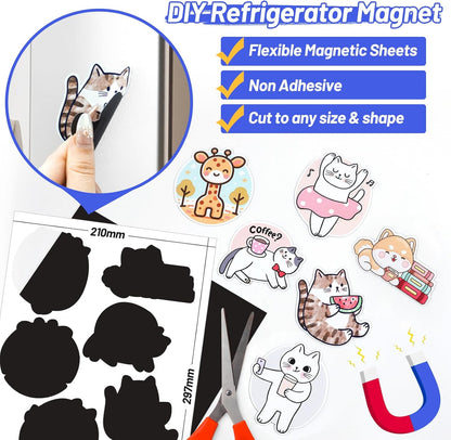 Printable Magnetic Sheets for Inkjet Printer - 8.26" X 11.69" A4 Size 10 Sheets/Pack - Matte Printable Magnetic Paper for DIY Crafts, Easy to Cut, Non Adhesive for Photo Fridge Magnets